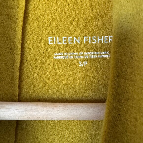 Eileen Fisher Sm Boiled Wool Cardigan Shawl Collar Open Front Pockets Mid Length - Picture 3 of 16